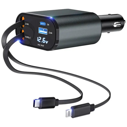4 in 1 Retractable Car Charger 